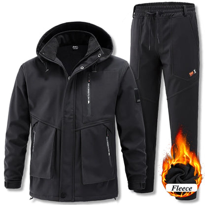 Winter Men Mountain Ski Warm Sets Waterproof Sports Suit Sweatshirt +Sweatpants Mens 2 Pieces Padded Sets Tracksuit Rain Clothes