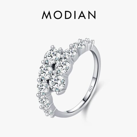 MODIAN 925 Sterling Silver Round CZ Eternity Band – Classic Luxury Wedding & Engagement Ring for Women