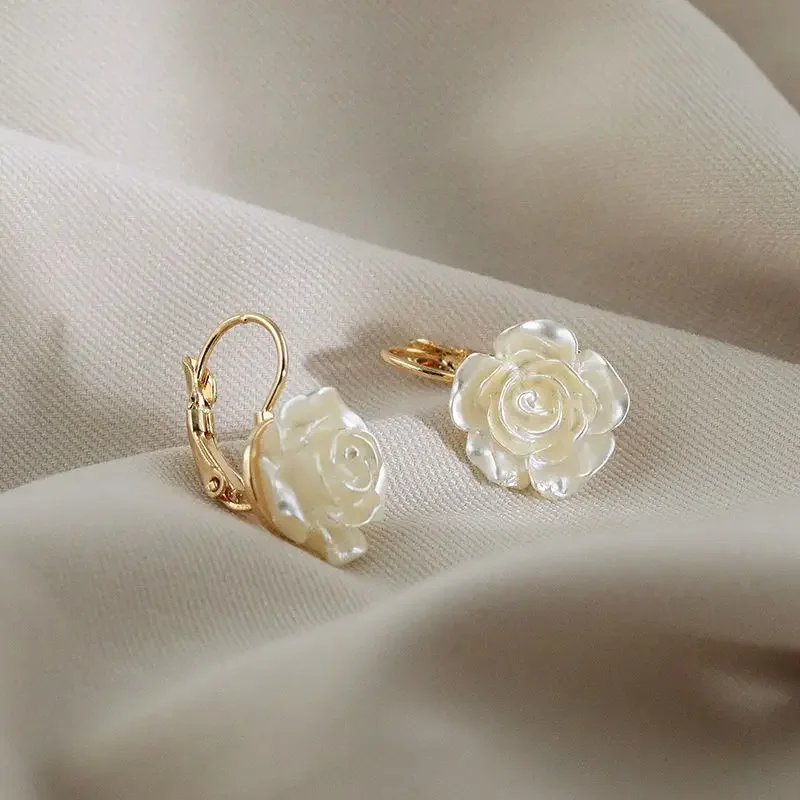 LATS White Enamel Flower Stud Earrings for Women Folded Unique Design Multi-layers Floral Female Small Earrings 2024 New Brincos - Image 8