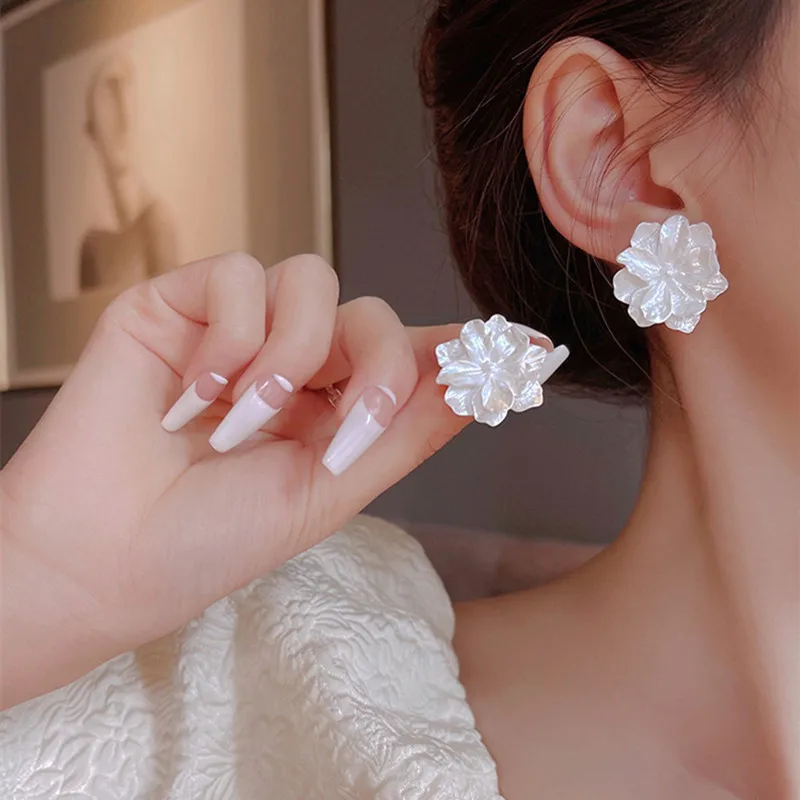 LATS White Enamel Flower Stud Earrings for Women Folded Unique Design Multi-layers Floral Female Small Earrings 2024 New Brincos - Image 28
