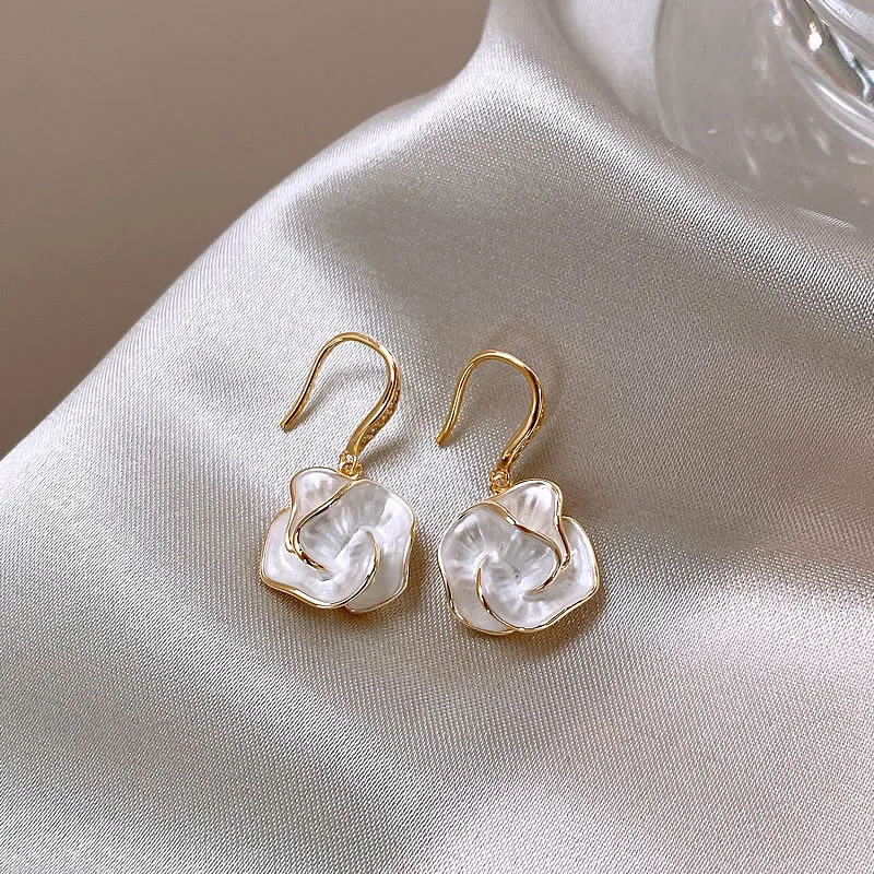 LATS White Enamel Flower Stud Earrings for Women Folded Unique Design Multi-layers Floral Female Small Earrings 2024 New Brincos - Image 20