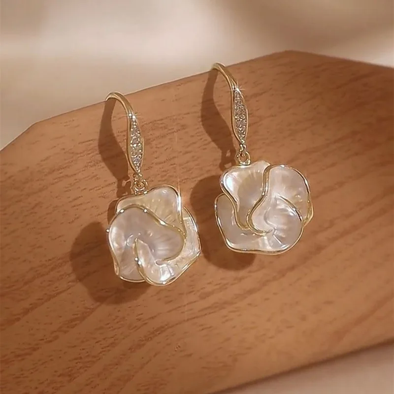 LATS White Enamel Flower Stud Earrings for Women Folded Unique Design Multi-layers Floral Female Small Earrings 2024 New Brincos - Image 19