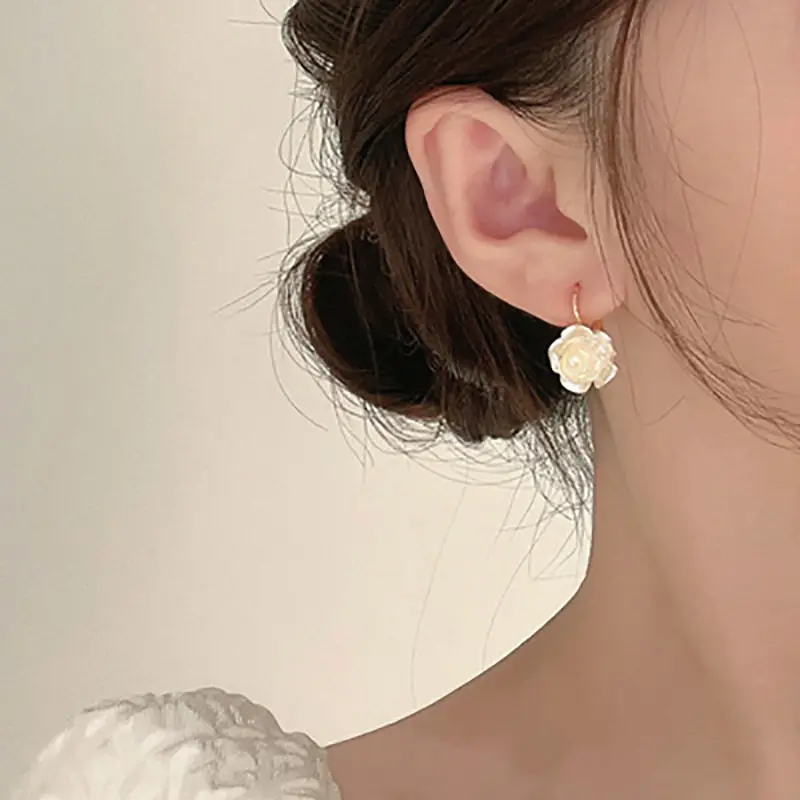 LATS White Enamel Flower Stud Earrings for Women Folded Unique Design Multi-layers Floral Female Small Earrings 2024 New Brincos - Image 27