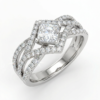 Natural Diamond Princess Cut Ring | 1.06 Ct | Double Halo Split Band Design | Saleh Sallom Jewelry